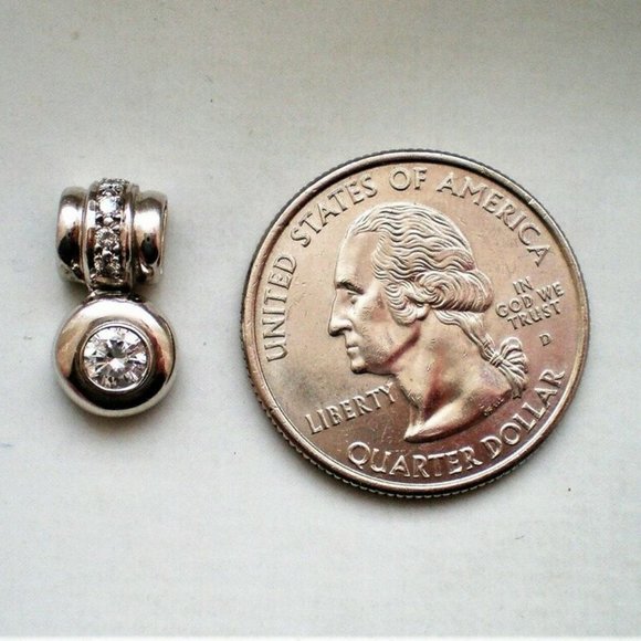 Vintage Italy Designer 14K White Gold 0.50CT Diamond Cluster Pendant Charm P - Picture 3 of 4